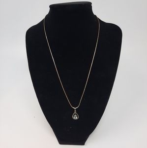 Tear Drop Necklace  with rhinestones Marked 925